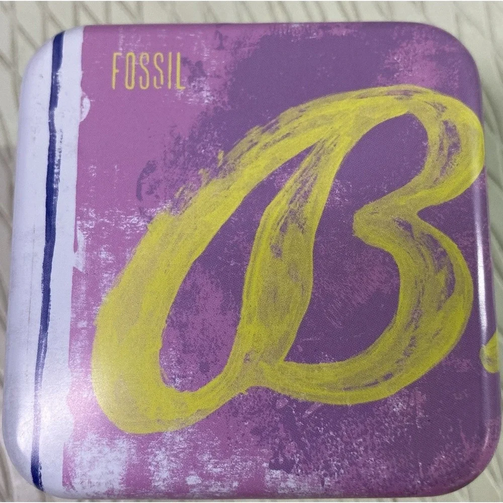 Fossil Womens ES2525 Watch Yellow Silicone Strap Glitz Bezel Face Dazzle EUC